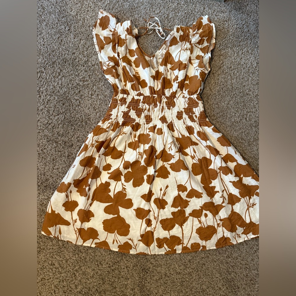 Blu Pepper Brown and White Smocked Sundress